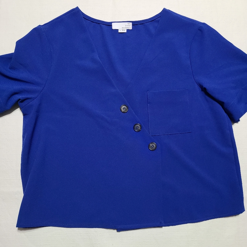 Ten Sixty Sherman Short Sleeve Blue Top sz L